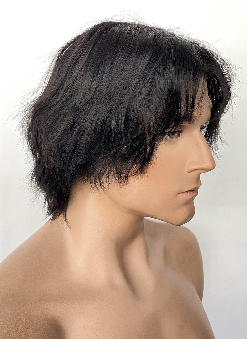 Natural Black Wavy Lace Front Synthetic Men's Wig NM025