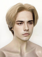 Blonde Brown Peekaboo Straight Lace Front Synthetic Hair Men's Wig LF6108
