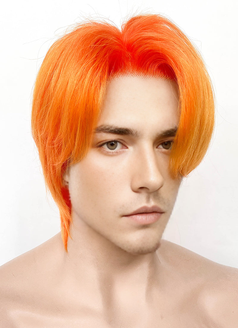 Mixed Orange Straight Lace Front Synthetic Men's Wig LF6110