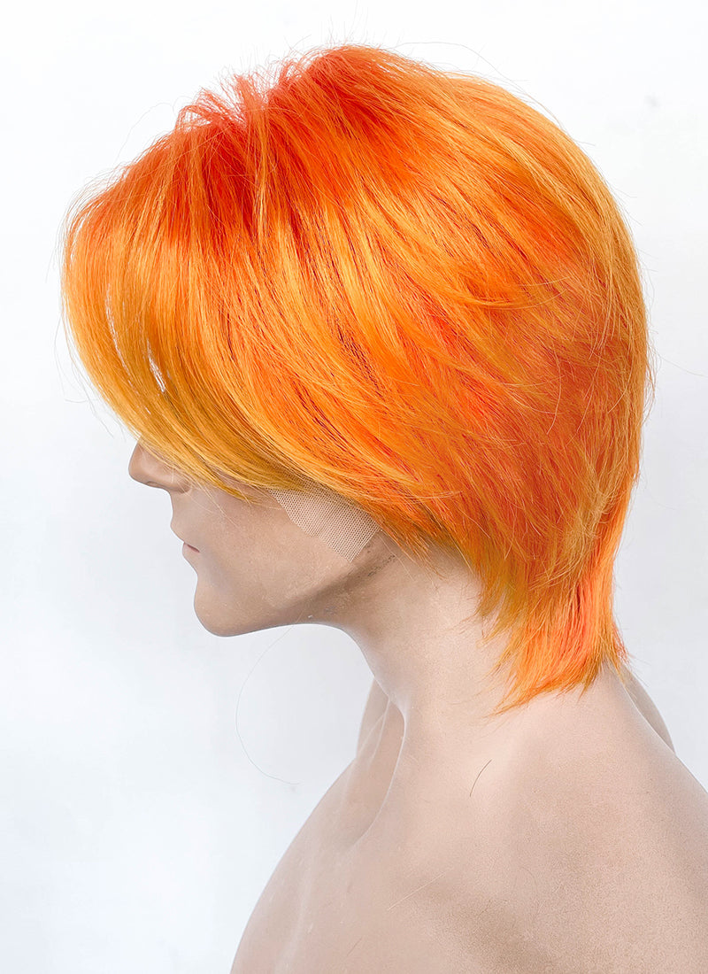 Mixed Orange Straight Lace Front Synthetic Men's Wig LF6110