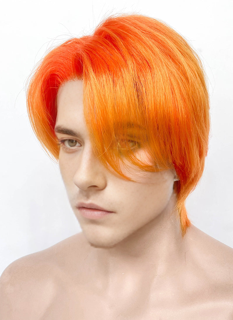 Mixed Orange Straight Lace Front Synthetic Men's Wig LF6110