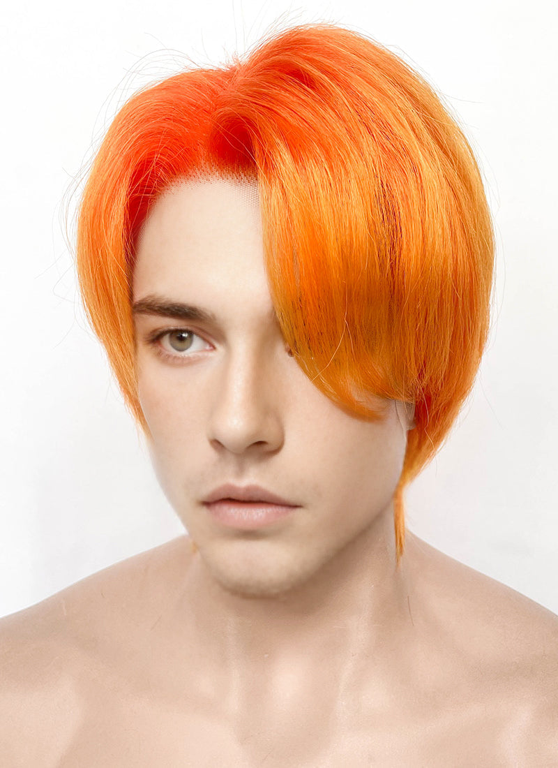 Mixed Orange Straight Lace Front Synthetic Men's Wig LF6110