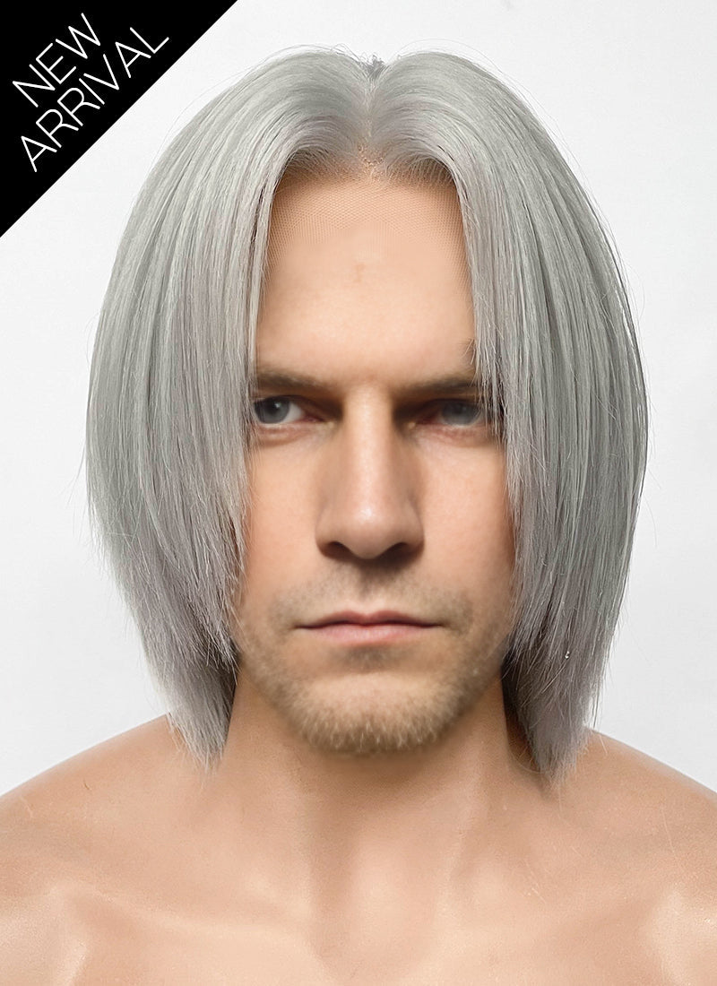 Devil May Cry Dante Grey Straight Yaki Lace Front Synthetic Men's Wig LF6117
