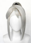 Valorant Jett Silver Grey Straight Yaki Lace Front Synthetic Wig With Ponytail LF6118