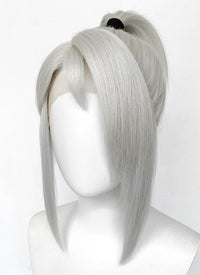 Valorant Jett Silver Grey Straight Yaki Lace Front Synthetic Wig With Ponytail LF6118