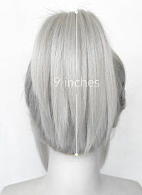 Valorant Jett Silver Grey Straight Yaki Lace Front Synthetic Wig With Ponytail LF6118