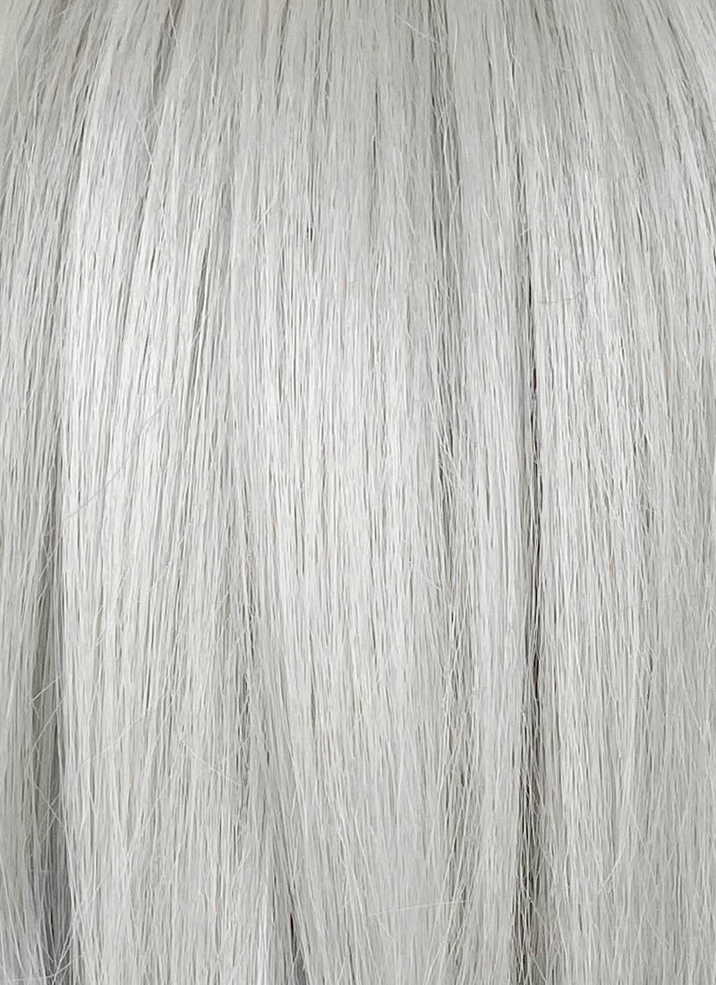 Valorant Jett Silver Grey Straight Yaki Lace Front Synthetic Wig With Ponytail LF6118