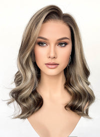 Balayage Blonde Mixed Brown Wavy Lace Front Kanekalon Synthetic Wig LF6119