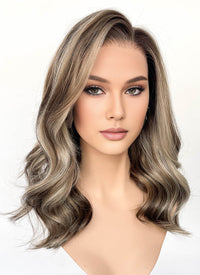 Balayage Blonde Mixed Brown Wavy Lace Front Kanekalon Synthetic Wig LF6119