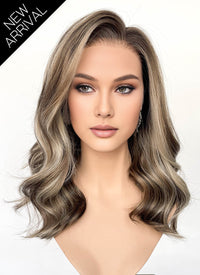 Balayage Blonde Mixed Brown Wavy Lace Front Kanekalon Synthetic Wig LF6119