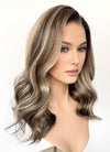 Balayage Blonde Mixed Brown Wavy Lace Front Kanekalon Synthetic Wig LF6119