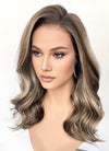 Balayage Blonde Mixed Brown Wavy Lace Front Kanekalon Synthetic Wig LF6119