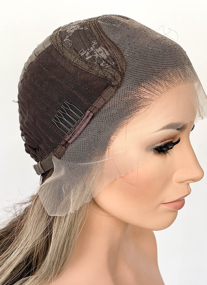 Balayage Blonde Mixed Brown Wavy Lace Front Kanekalon Synthetic Wig LF6119