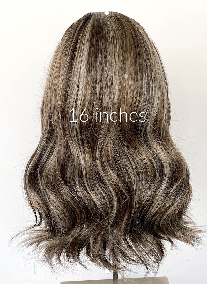Balayage Blonde Mixed Brown Wavy Lace Front Kanekalon Synthetic Wig LF6119