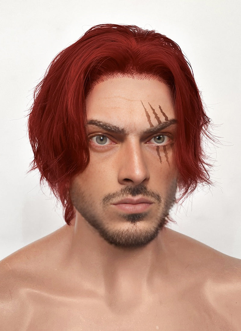 One Piece Figarland Shanks Auburn Wavy Lace Front Synthetic Men's Wig LF6120