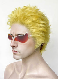 One Piece Donquixote Doflamingo Yellow Wavy Lace Front Synthetic Men's Wig LF6127