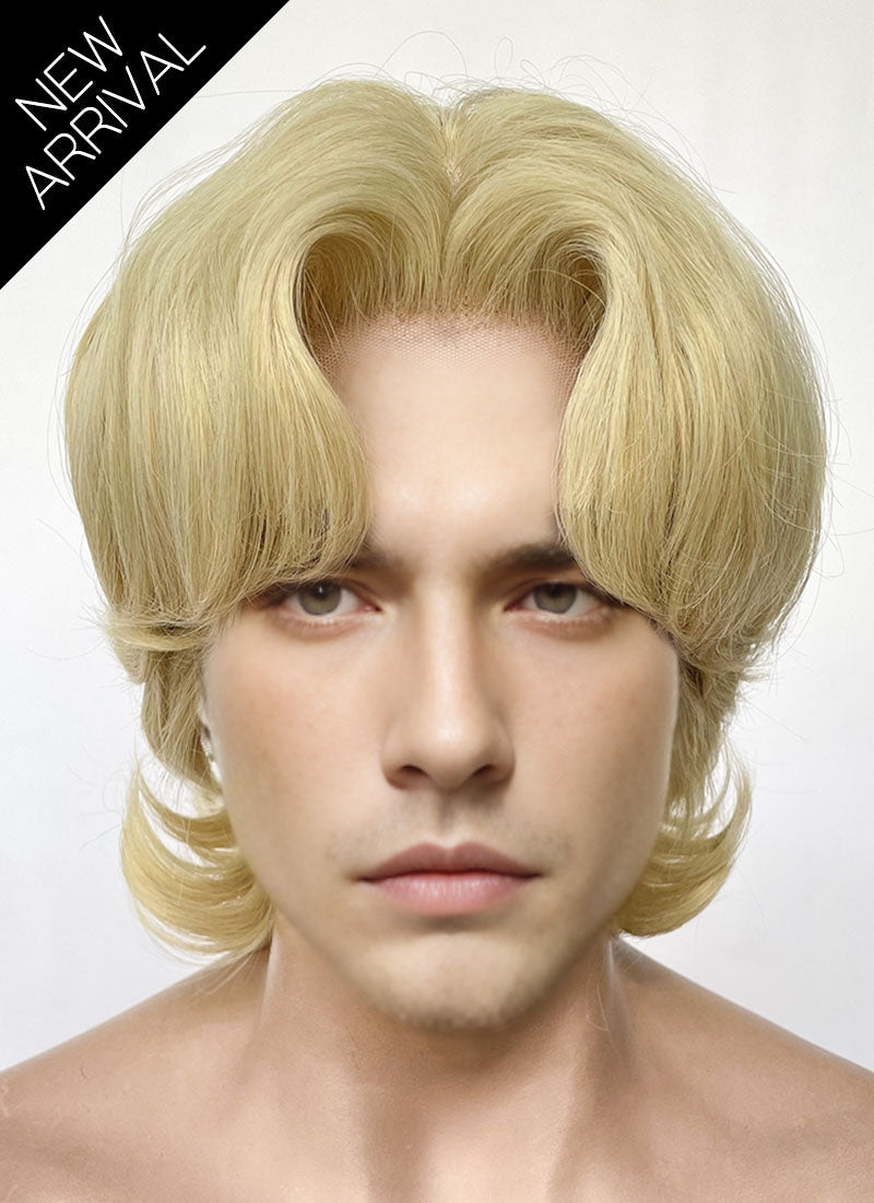 Blonde Wavy Lace Front Synthetic Men's Wig LF6128