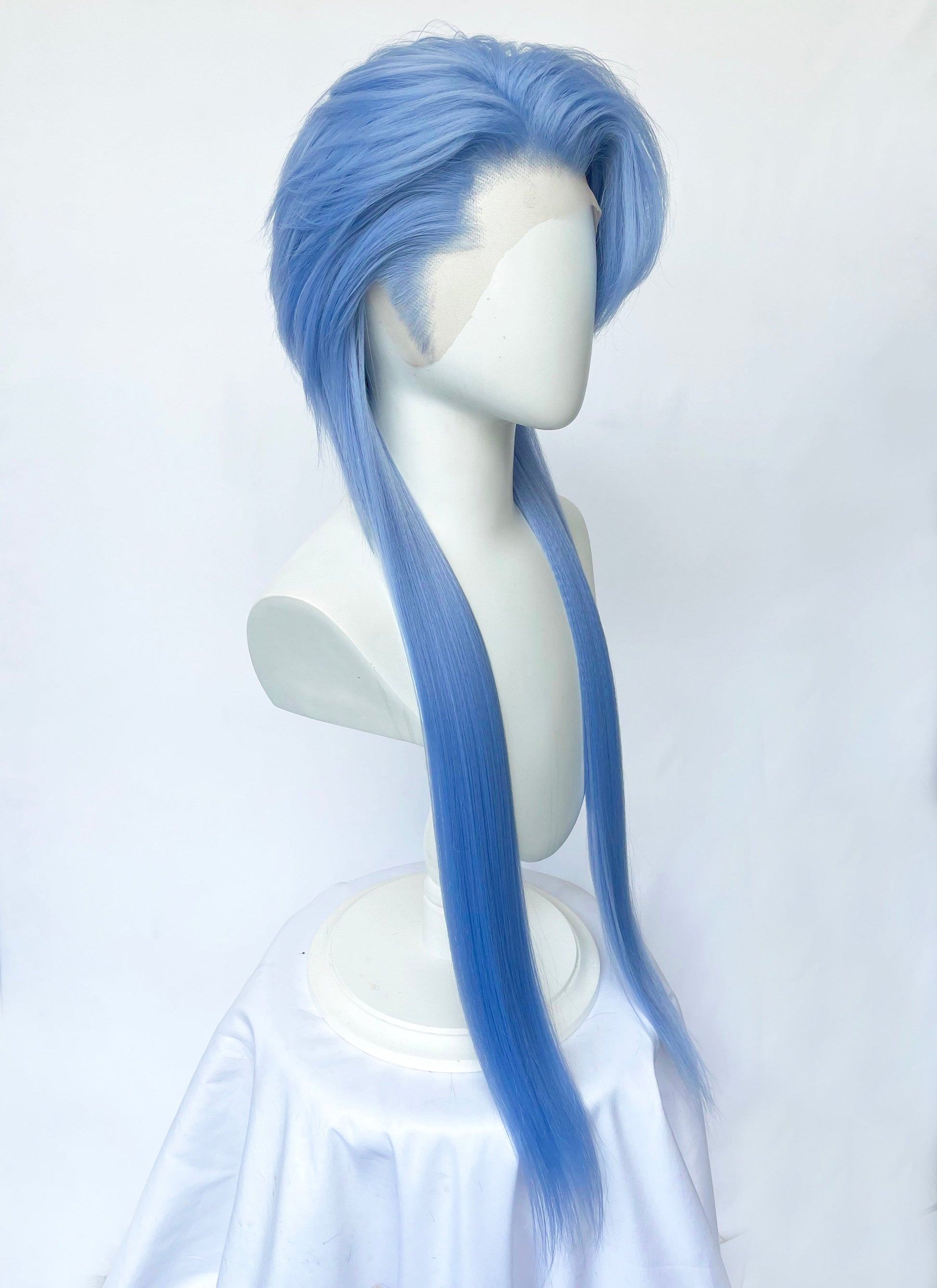 Pastel Blue Straight Lace Front Synthetic Men's Wig LF6134