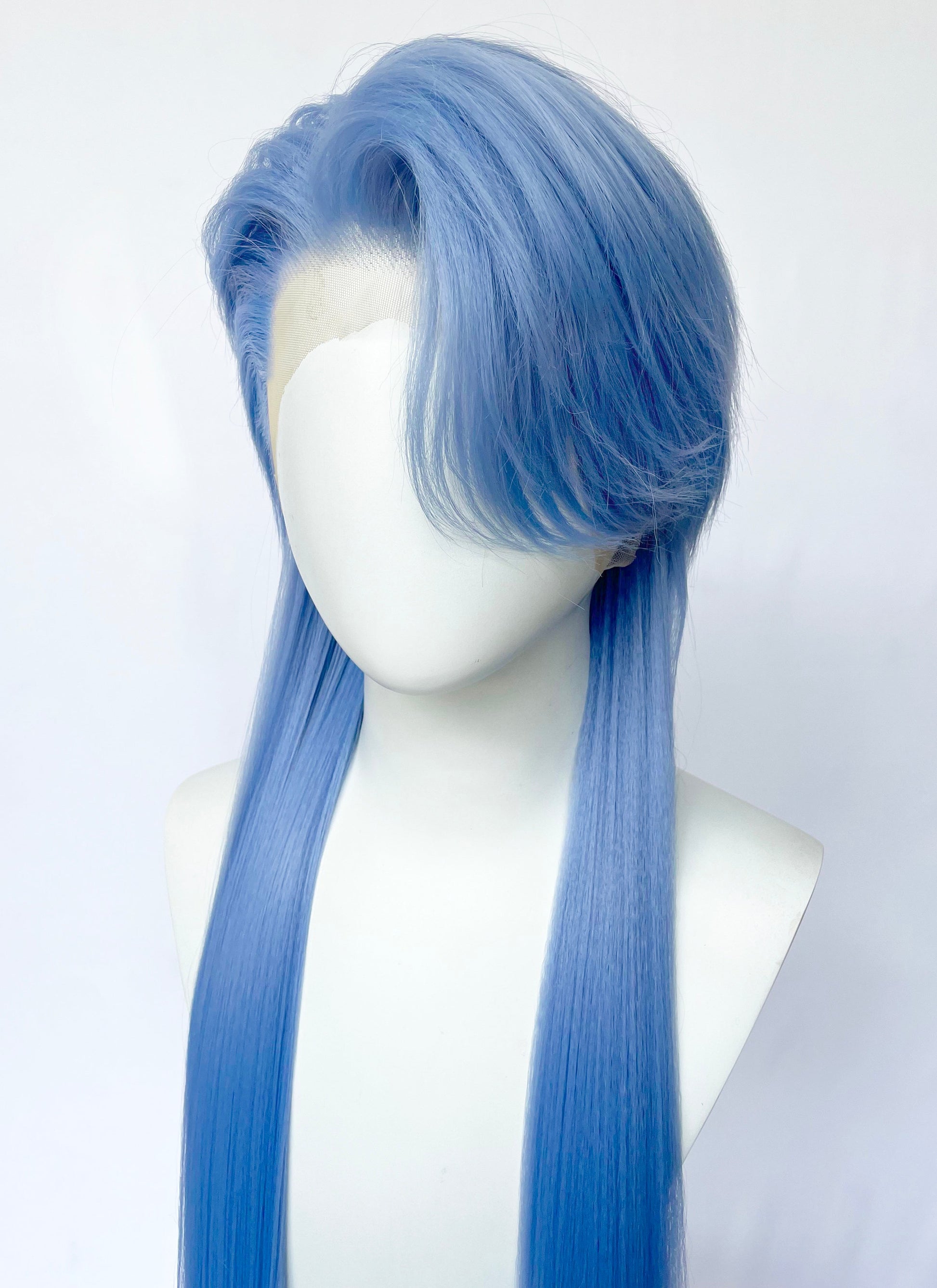 Pastel Blue Straight Lace Front Synthetic Men's Wig LF6134