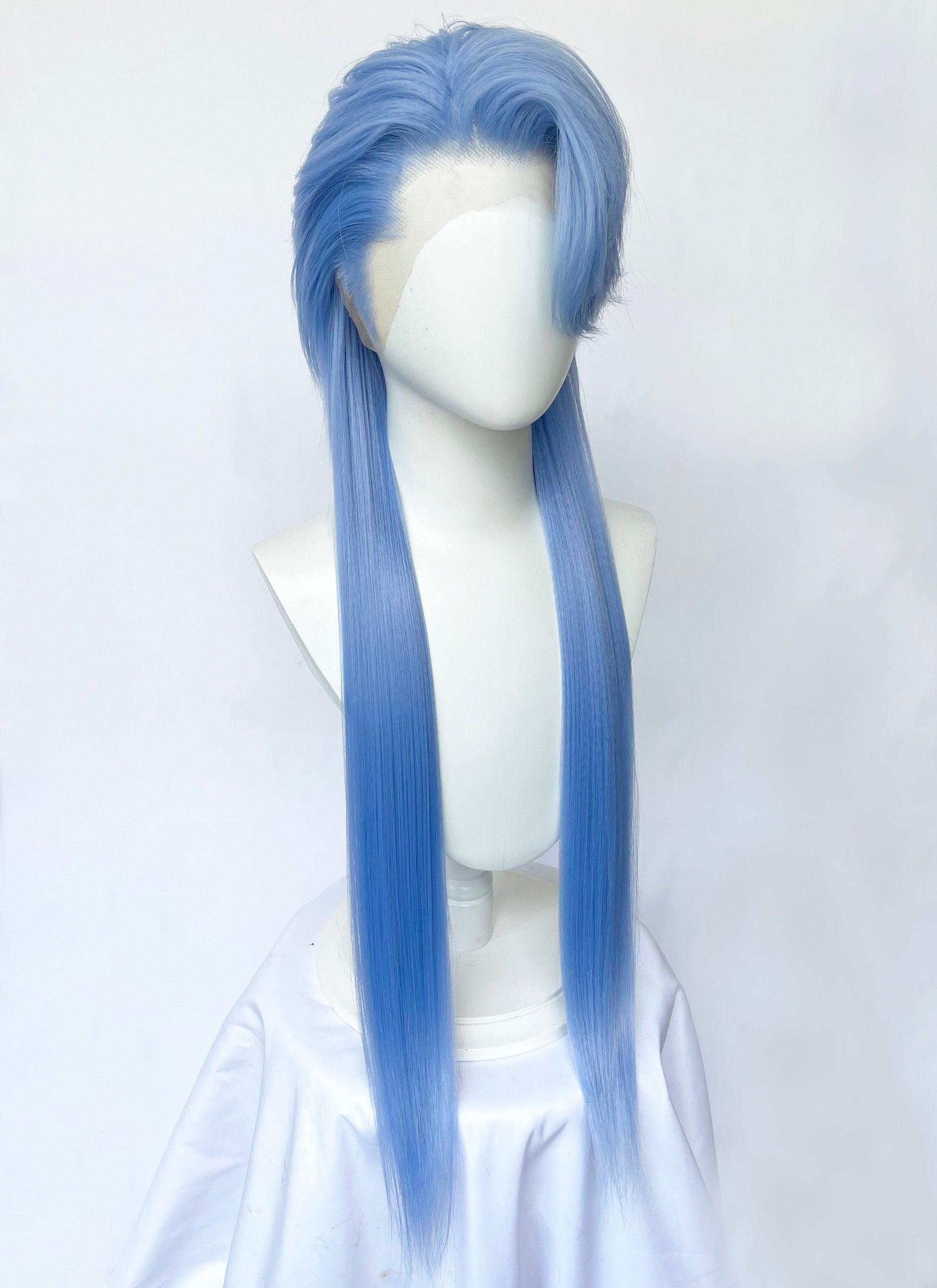 Pastel Blue Straight Lace Front Synthetic Men's Wig LF6134