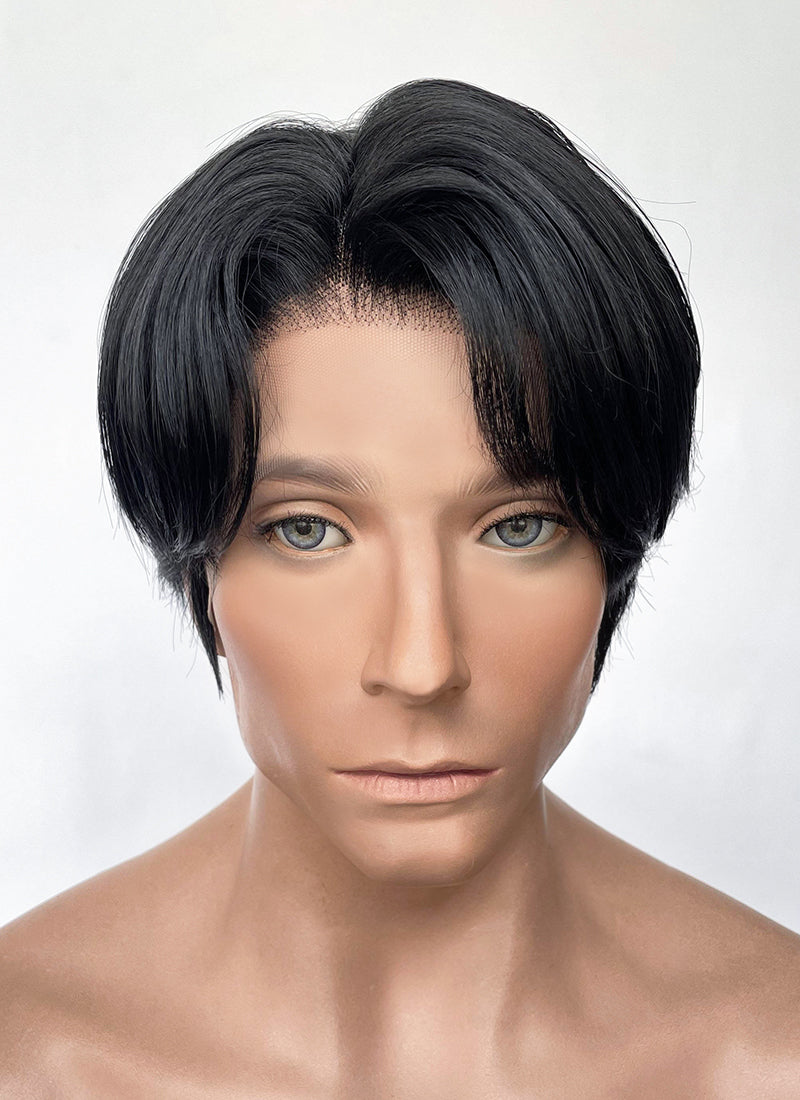 Black Straight Lace Front Synthetic Men's Wig NM027