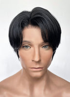Black Straight Lace Front Synthetic Men's Wig NM027