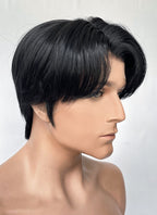 Black Straight Lace Front Synthetic Men's Wig NM027