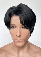 Black Straight Lace Front Synthetic Men's Wig NM027