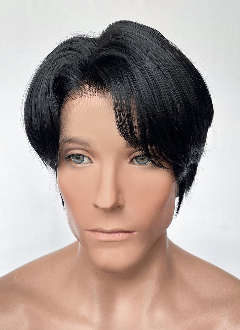 Black Straight Lace Front Synthetic Men's Wig NM027