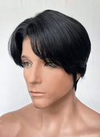 Black Straight Lace Front Synthetic Men's Wig NM027