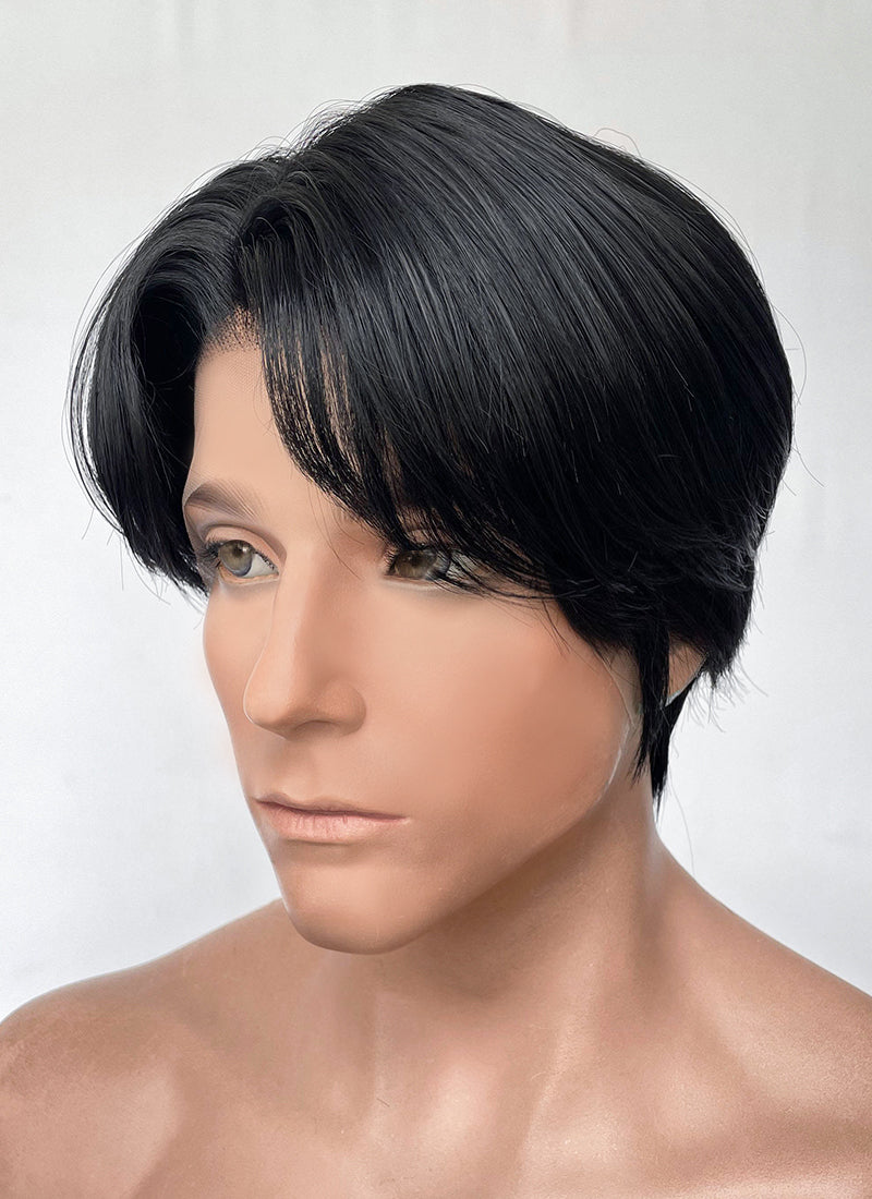 Black Straight Lace Front Synthetic Men's Wig NM027