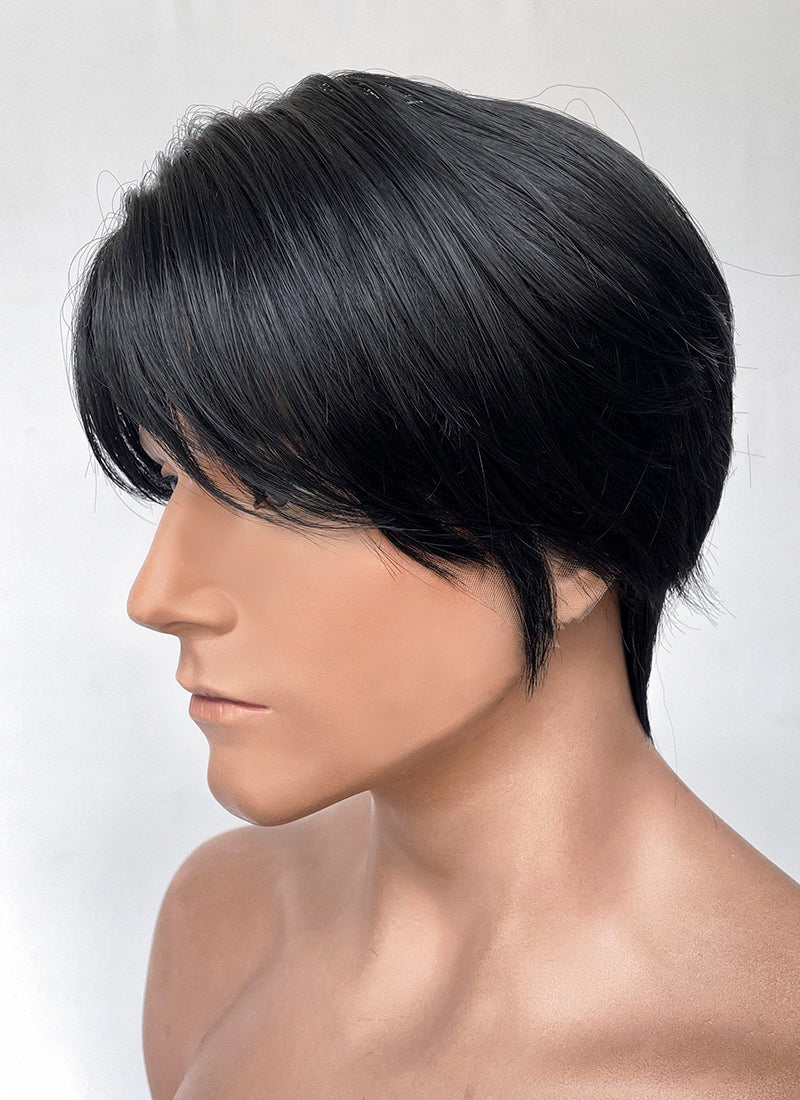 Black Straight Lace Front Synthetic Men's Wig NM027