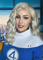 The Fantastic Four Invisible Woman Sue Storm Light Ash Blonde Wavy Lace Front Synthetic Hair Wig LF6144