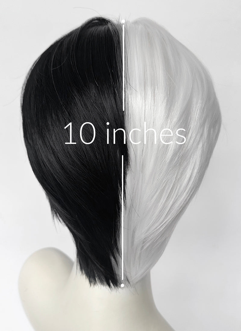 Black White Split Gemini Color Straight Lace Front Synthetic Men's Wig LF6150