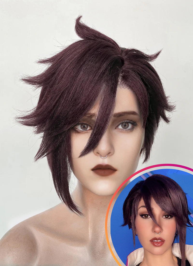 Dispatch Courtney Invisigal Reddish Purple Straight Yaki Lace Front Synthetic Hair Wig LF6159