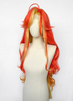 Genshin Impact Mavuika Red Orange Yellow Mixed Wavy Lace Front Synthetic Wig LF6172