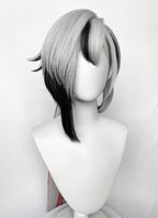 Genshin Impact Arlecchino Grey Black Red Brown Mixed Straight Yaki Lace Front Synthetic Wig LF6174