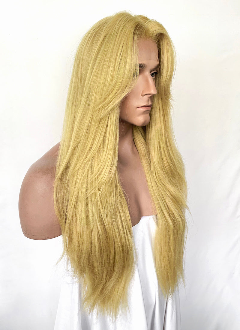 JoJo's Bizarre Adventure STEEL BALL RUN Gyro Zeppeli Blonde Straight Lace Front Synthetic Men's Wig LF6183