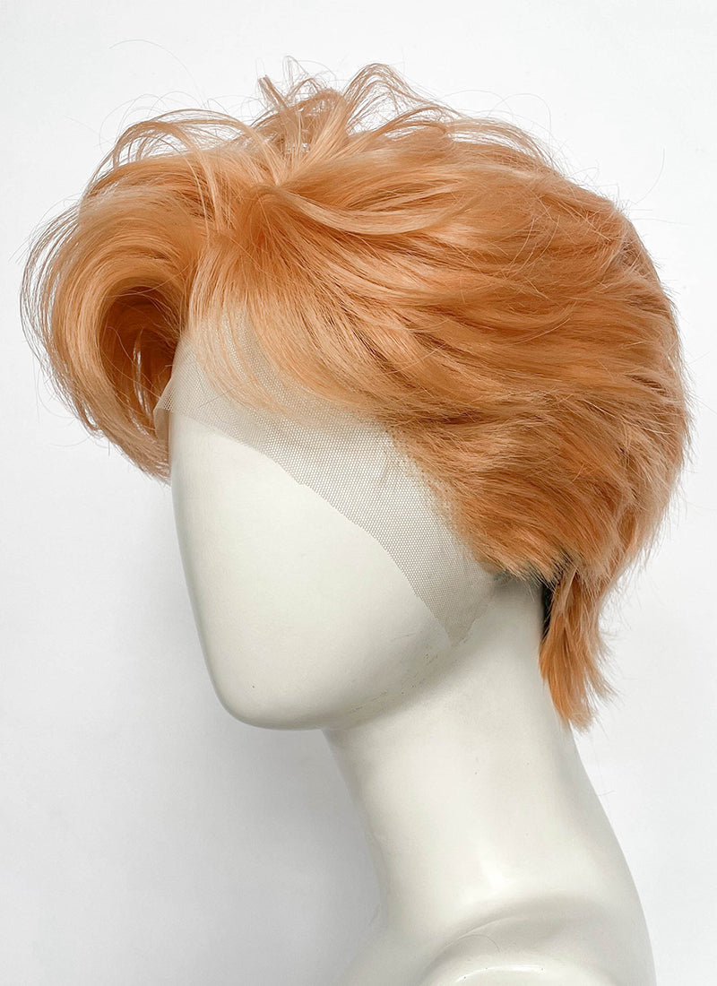 Pastel Orange Wavy Lace Front Synthetic Men's Wig LF6199