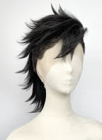 Demon Slayer: Kimetsu no Yaiba Genya Shinazugawa Black Full Lace Synthetic Men's Shaved Sides Wig LF6202