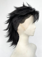 Demon Slayer: Kimetsu no Yaiba Genya Shinazugawa Black Full Lace Synthetic Men's Shaved Sides Wig LF6202