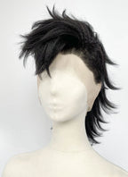 Demon Slayer: Kimetsu no Yaiba Genya Shinazugawa Black Full Lace Synthetic Men's Shaved Sides Wig LF6202