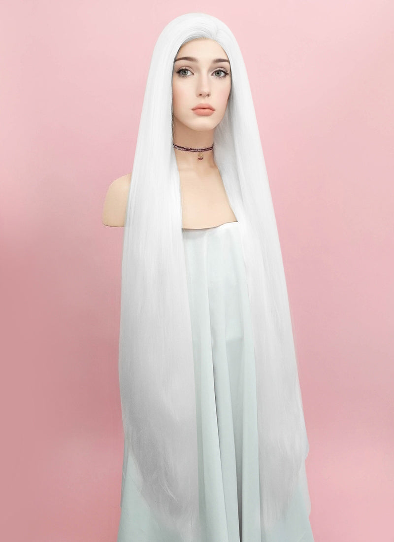 Straight Yaki White Lace Front Synthetic Wig LF701B