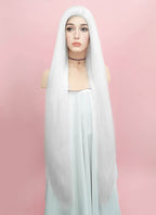 Straight Yaki White Lace Front Synthetic Wig LF701B