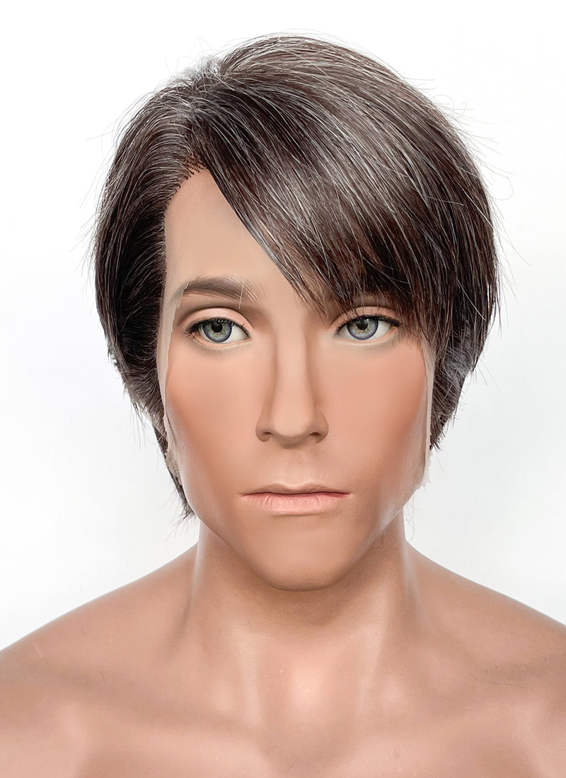 Straight Mixed Brown Lace Front Synthetic Men's Wig NM028
