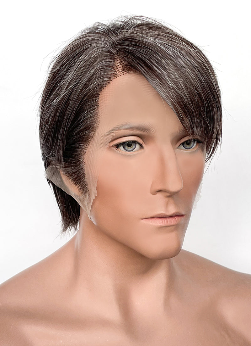 Straight Mixed Brown Lace Front Synthetic Men's Wig NM028