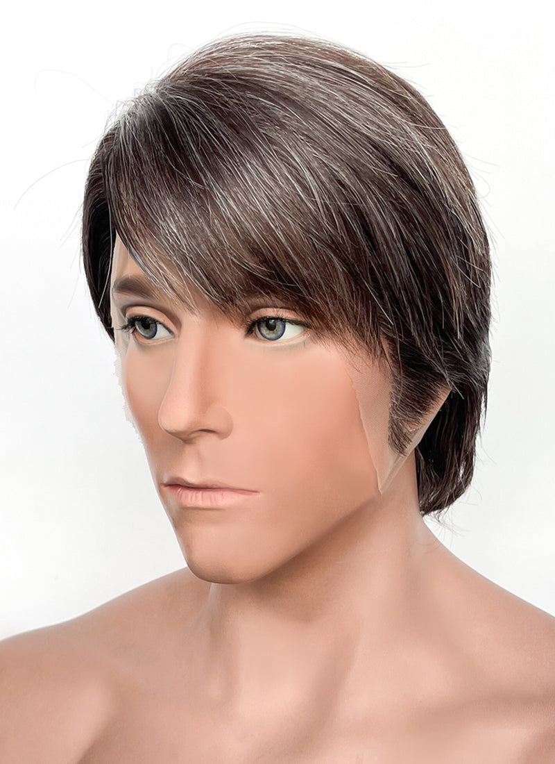 Straight Mixed Brown Lace Front Synthetic Men's Wig NM028