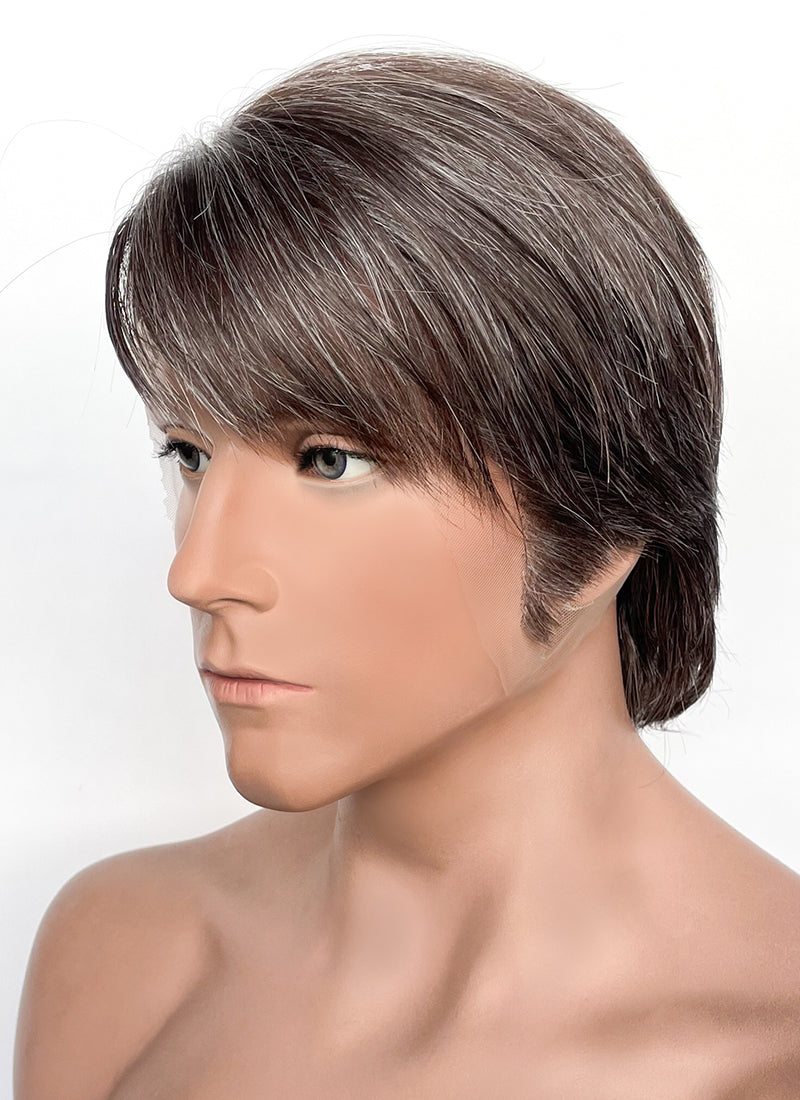 Straight Mixed Brown Lace Front Synthetic Men's Wig NM028