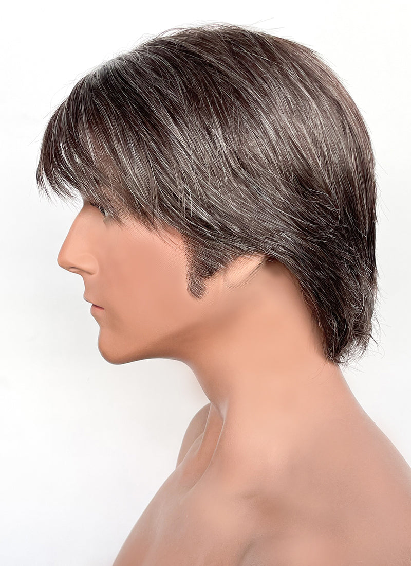 Straight Mixed Brown Lace Front Synthetic Men's Wig NM028