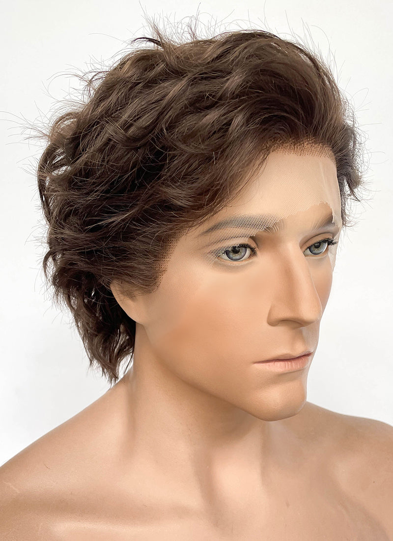Brunette Wavy Lace Front Synthetic Men's Wig NM029